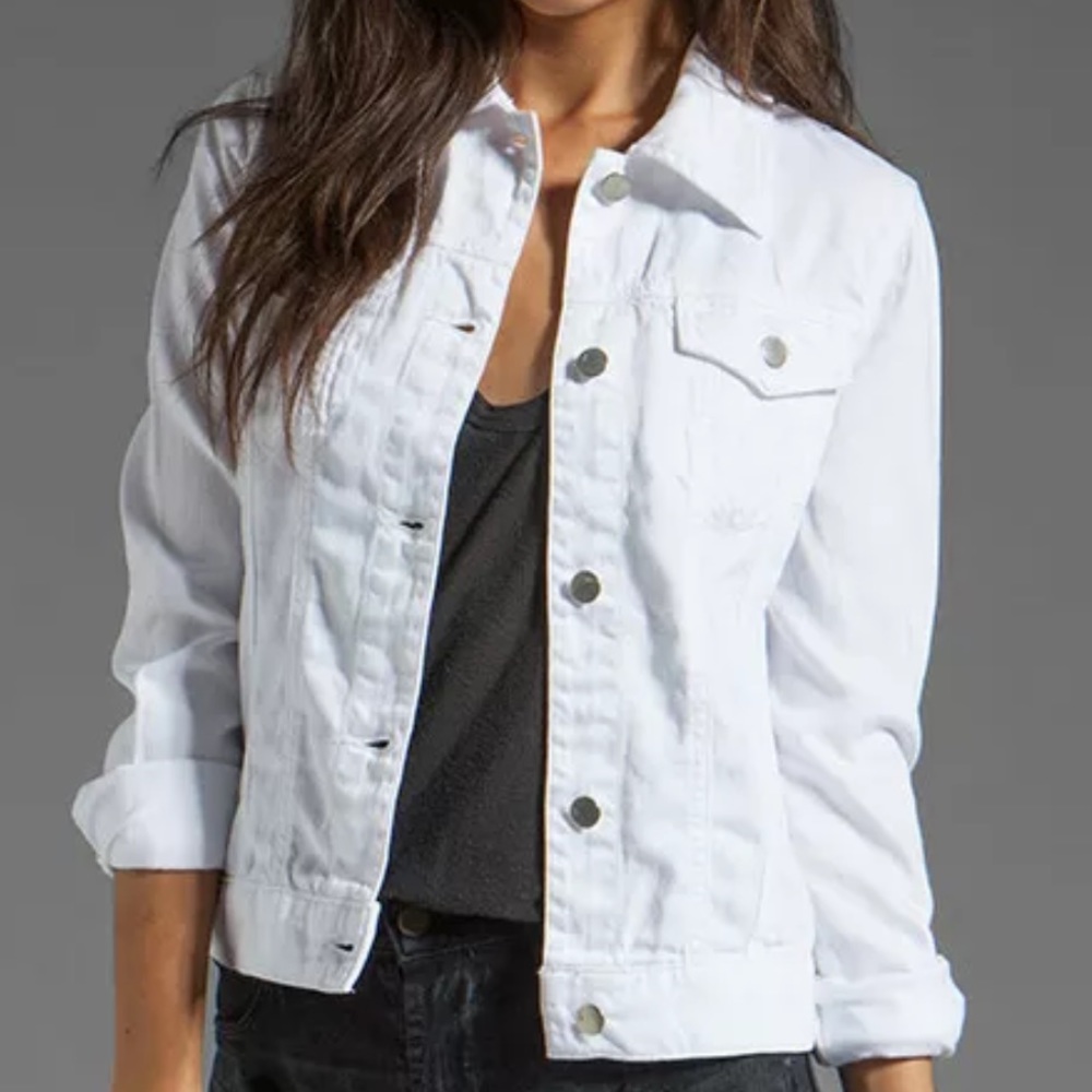 J Brand white jean jacket Small distressed